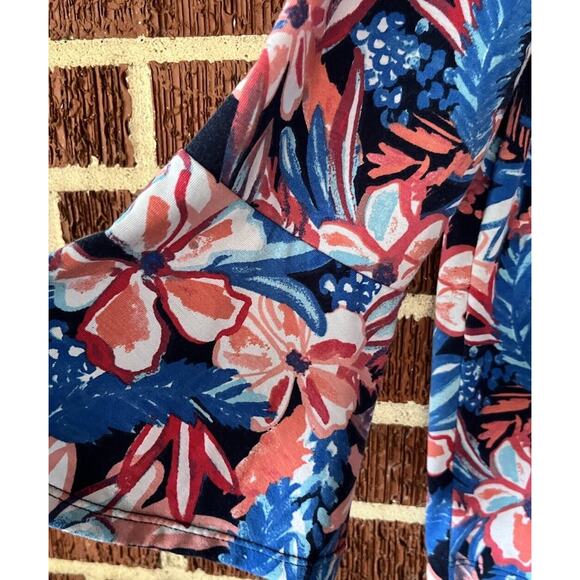 Palm Grove Floral Print Keyhole Neck Knit Top Size Large - Picture 3 of 4